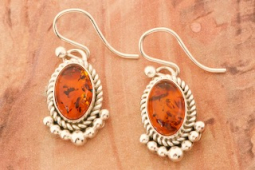 Artie Yellowhorse Genuine Amber Sterling Silver Earrings